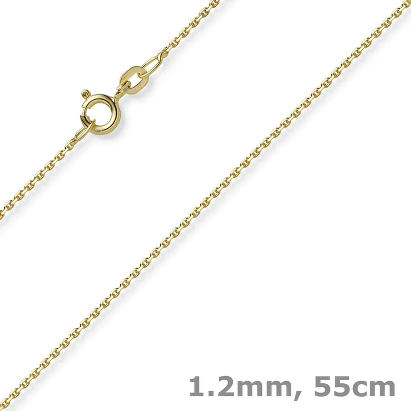 1,2mm Kette Ankerkette Collier aus 585 Gold Gelbgold diamantiert 55cm Sofort Bestellen