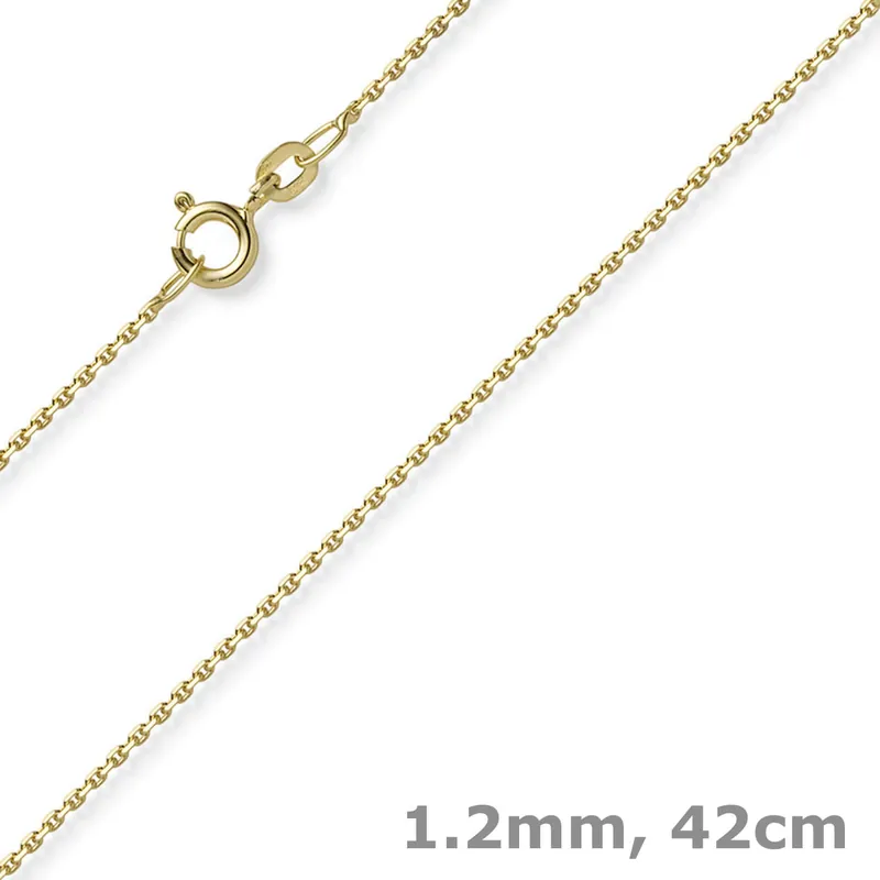 1,2mm Kette Ankerkette Collier aus 750 Gold Gelbgold diamantiert 42cm Kracherpreis