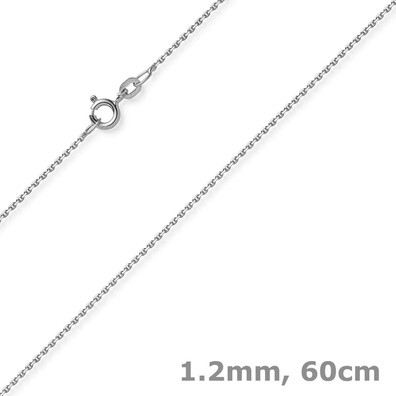 1,2mm Kette Ankerkette Collier aus 585 Gold Weißgold diamantiert 60cm Direktkauf