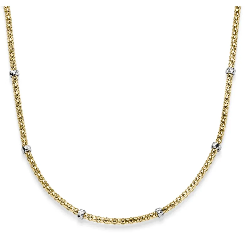 1,5mm Himbeer Collier Halskette aus 750 Gelbgold mit Rollos aus 750 Weißgold 42cm Super-Preis