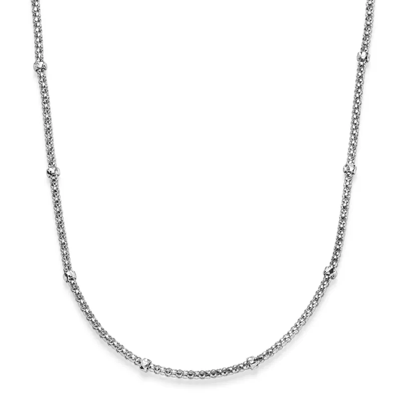 1,5mm Himbeer Collier Halskette mit Rollos Halsschmuck aus 585 Weißgold 50cm Echt