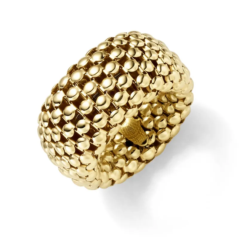 Zertifiziert Breiter Himbeer Ring Damenring elastisch aus 585 Gold Gelbgold stretch flexibel