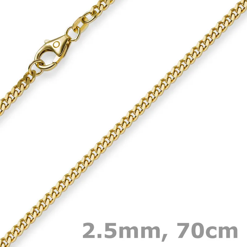Versand Am Gleichen Tag 2,5mm Panzerkette Kette Collier aus 750 Gold Gelbgold Goldkette 70cm Unisex