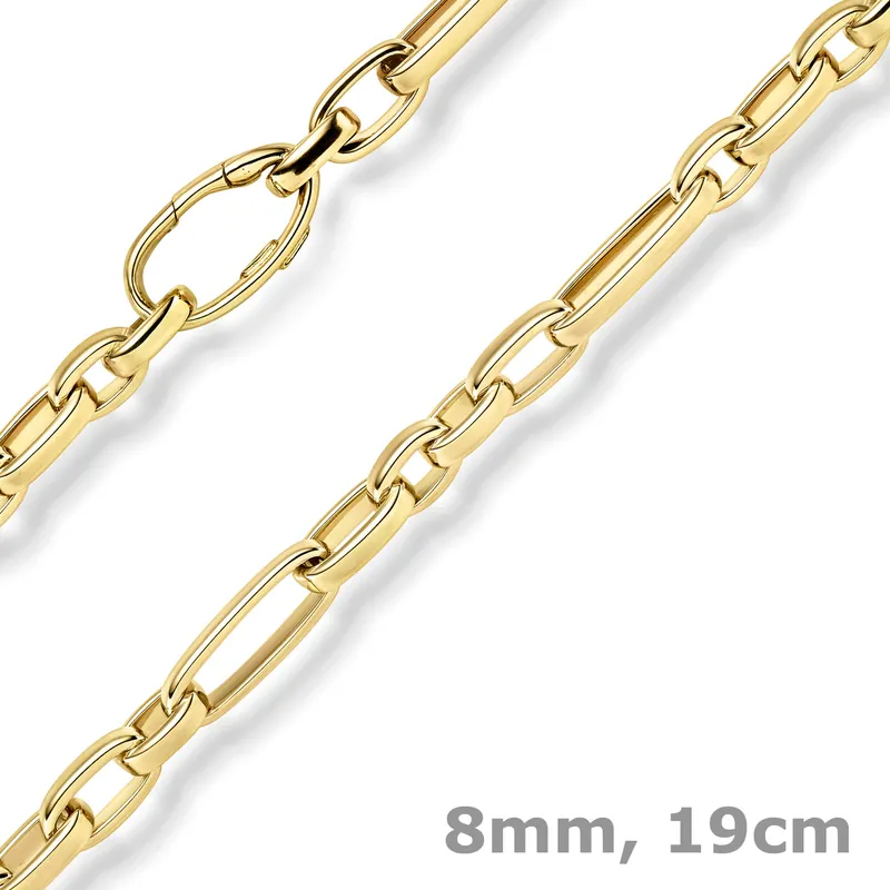 Geld-Zurück-Garantie 8mm Phantasie-Armband Armkette Armschmuck aus 585 Gold Gelbgold 19cm