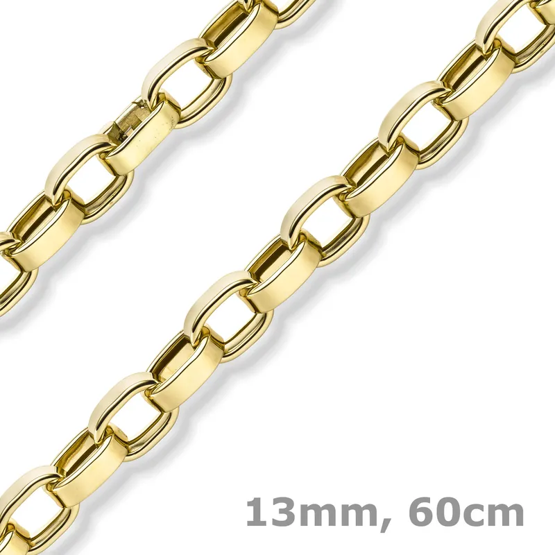 Wochenendangebot 13mm Phantasie-Kette ovale Ketteglieder abgeflacht 585 Gold Gelbgold 60cm