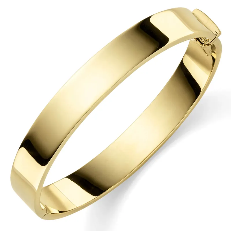 Zertifiziert 10mm Armreif 60x50mm Armschmuck 585 Gold Gelbgold massiv glänzend flach schlicht
