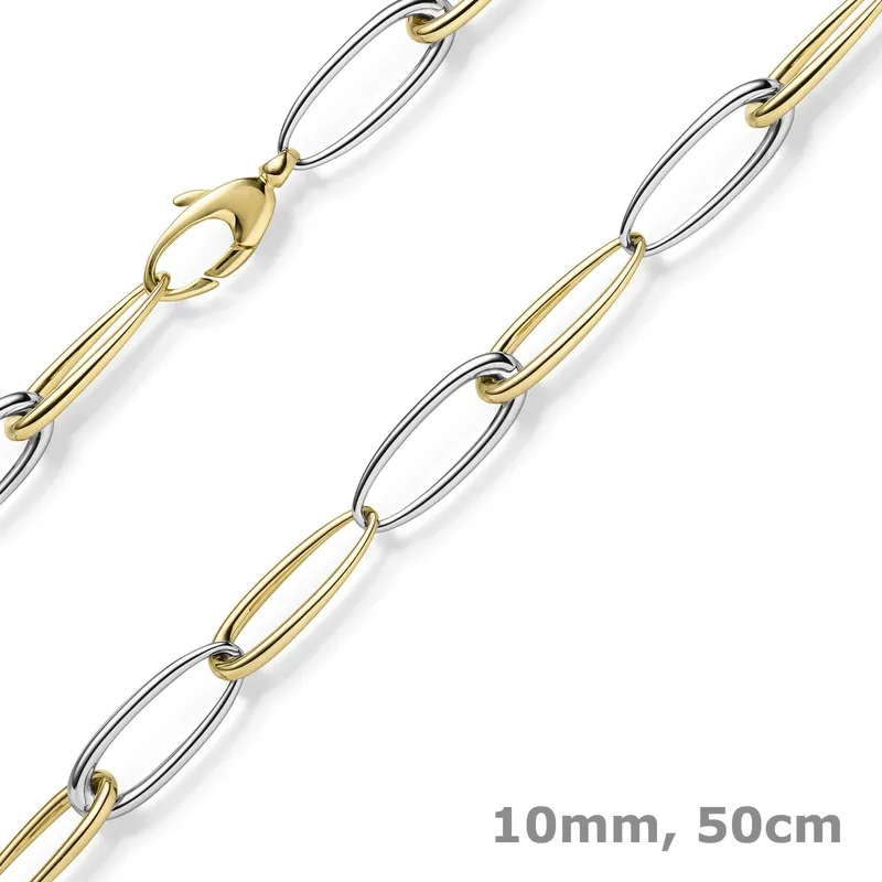 10mm Halskette Collier Phantasiekette aus 585 Gold Gelbgold Weißgold 50cm Solange Der Vorrat Reicht