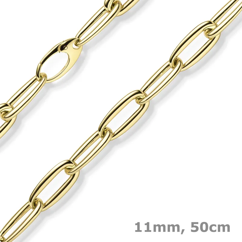 11mm Halskette Collier Paper-Clip Phantasie-Kette aus 585 Gold Gelbgold 50cm Jetzt Kaufen