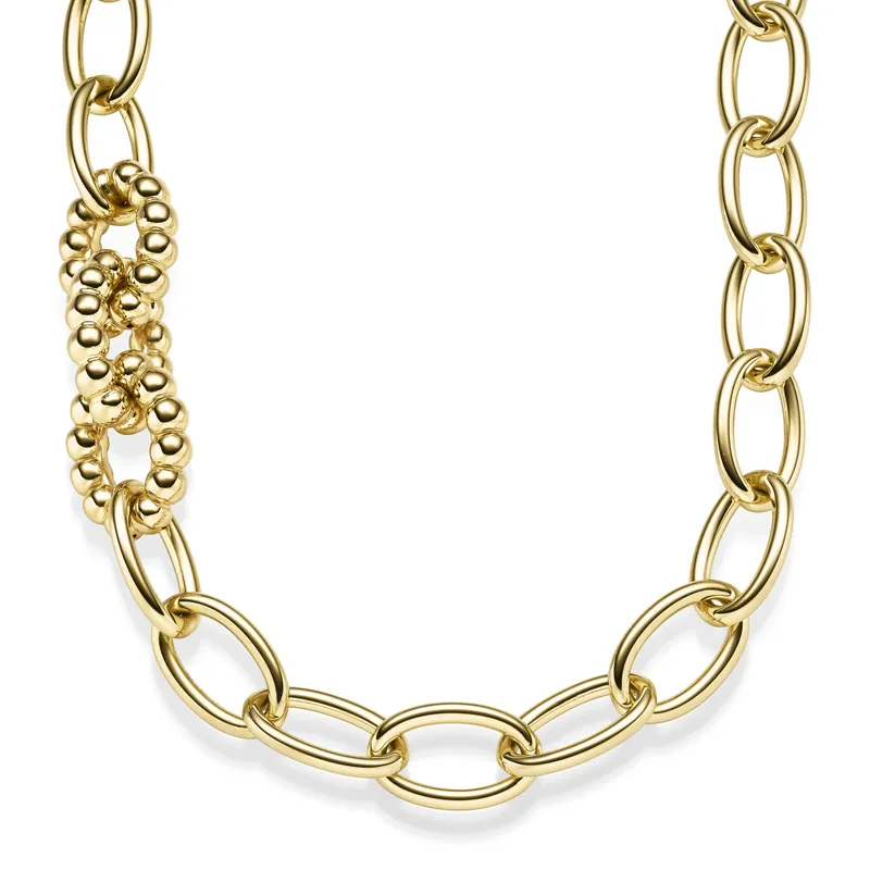 Wochenendangebot 16,5mm Phantasie-Kette 3 Kettenglieder mit Kügelchen 585 Gold Gelbgold 60cm