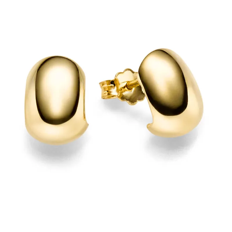 Zertifiziert Paar Ohrstecker Ohrschmuck aus 585 Gold Gelbgold glänzend schlicht 11x8mm