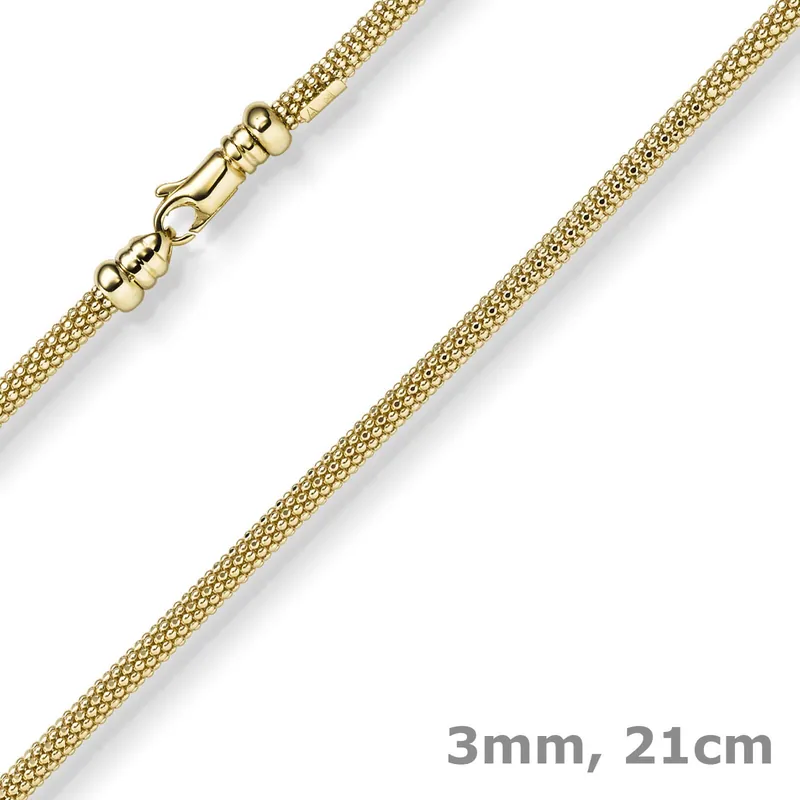Weltweiter Versand 3mm Armband runde Himbeer-Kette aus 750 Gold Gelbgold Armschmuck Armkette 21cm