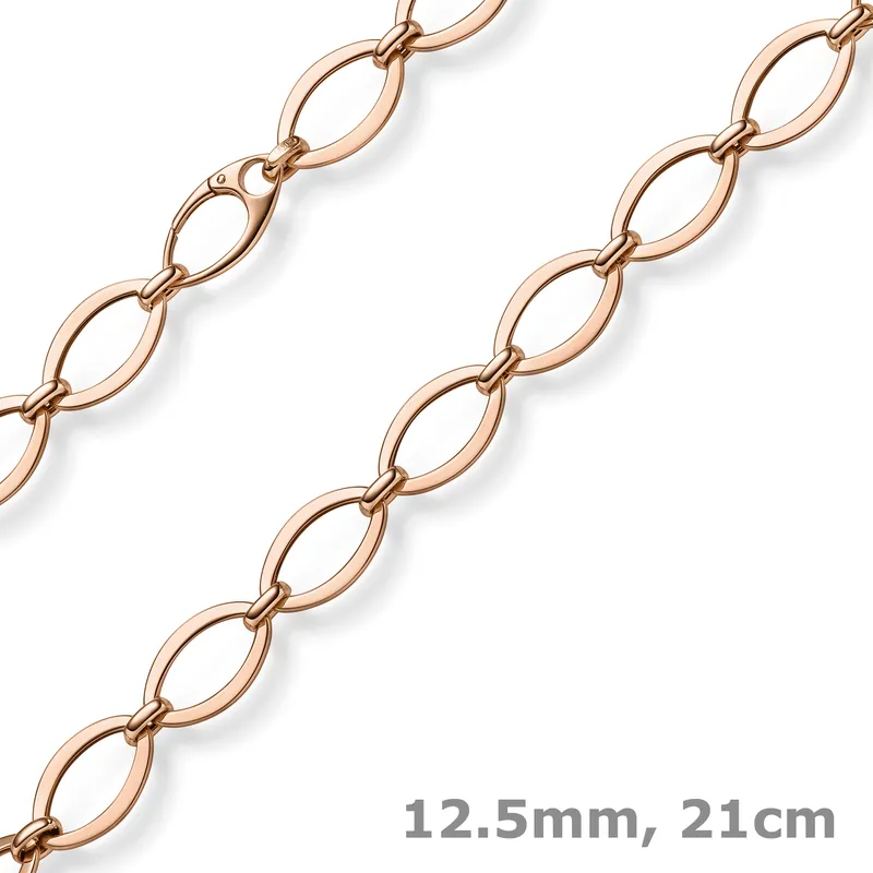 12,5mm Phantasie-Armband ovale Kettenglieder Armkette 585 Gold Rotgold 21cm Garantierte Lieferung