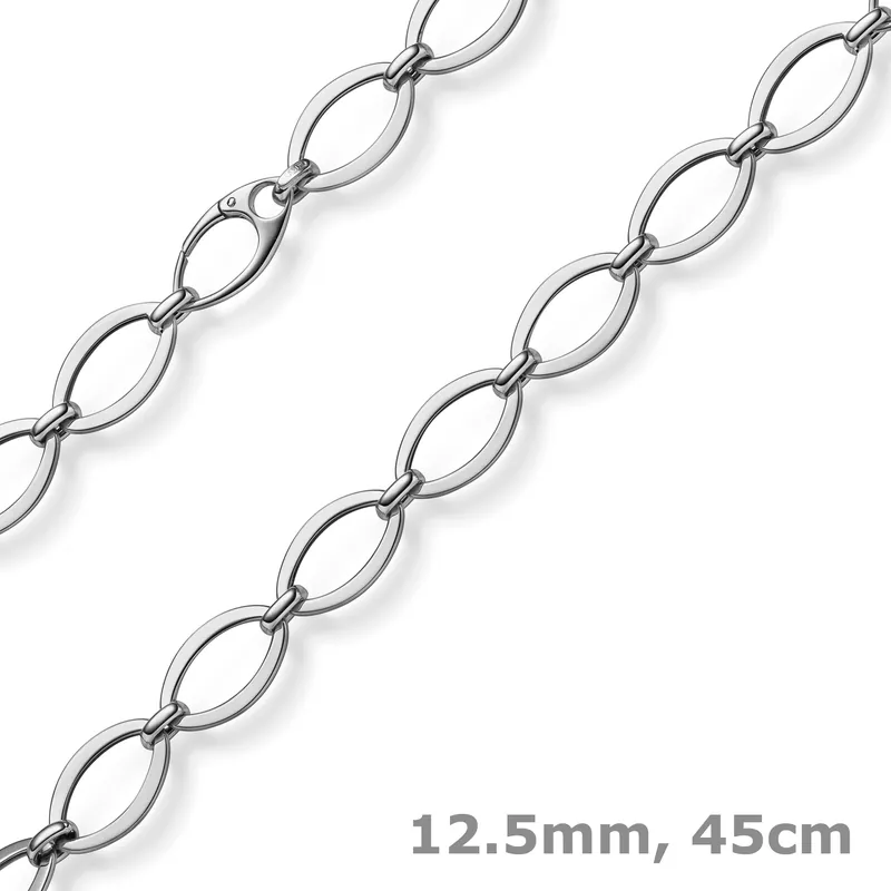12,5mm Phantasie-Kette Halskette ovale Kettenglieder 585 Gold Weißgold 45cm Heute Kaufen