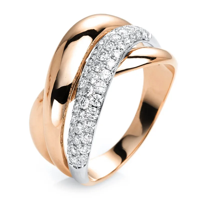 Begrenztes Angebot Pavé Ring aus 750 Gold weiß/rot 46 Brillanten 0,56ct TW-SI B:10,5mm