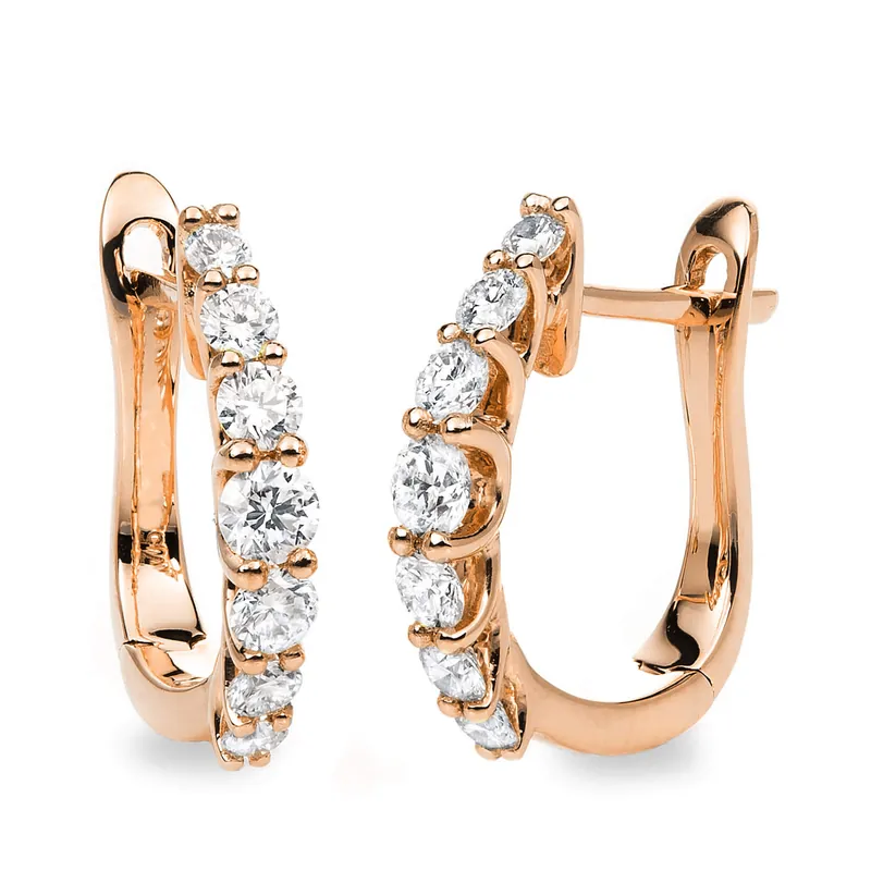 Creolen aus 750 Gold Rotgold 14 Brillanten 0,58ct TW-SI 14,1x2,6mm Gratis Versand