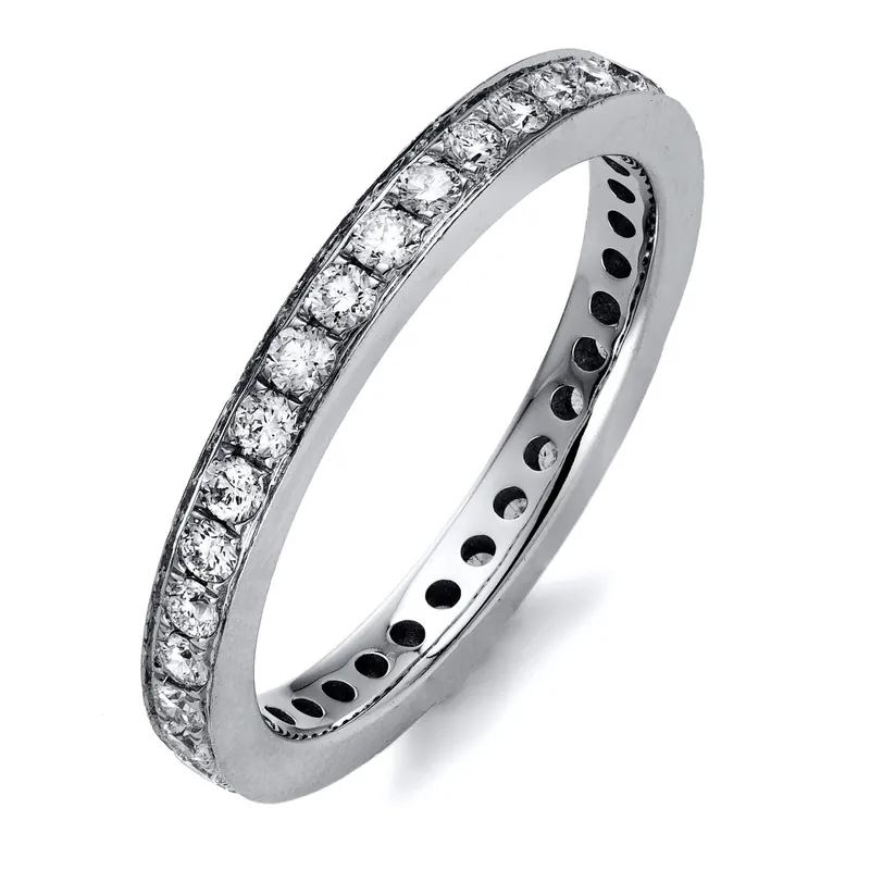 Mengenrabatt Memoire Ring aus 585 Gold Weißgold 35 Brillanten 0,75ct TW-SI B:2,6mm