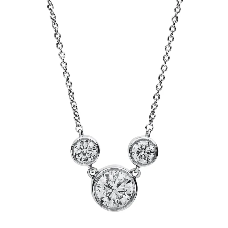 Preisreduziert Collier aus 750 Weißgold 2 Brillanten 0,16ct TW-SI 1 Brillant 0,4ct TW-SI L:42cm