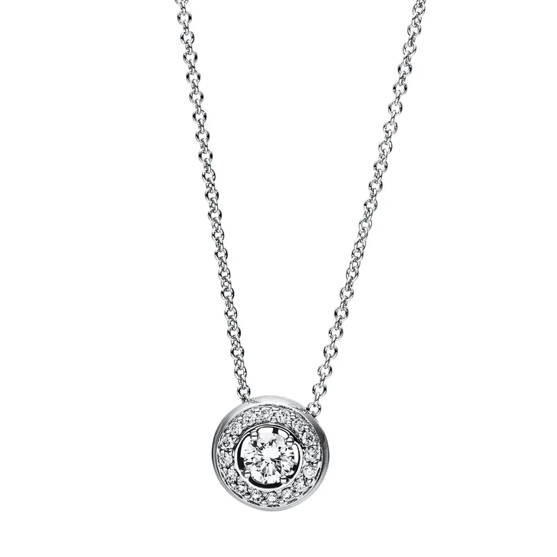 Neue Ware Collier aus 750 Gold Weißgold 17 Brillanten 0,24ct TW-SI L:42cm