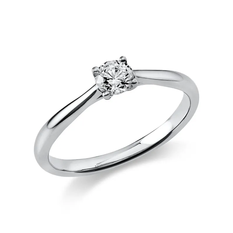 Weltweiter Versand Solitär Ring Damenring 750 Gold Weißgold Diamant Brillant 0,30 Ct. 4er-Krappe