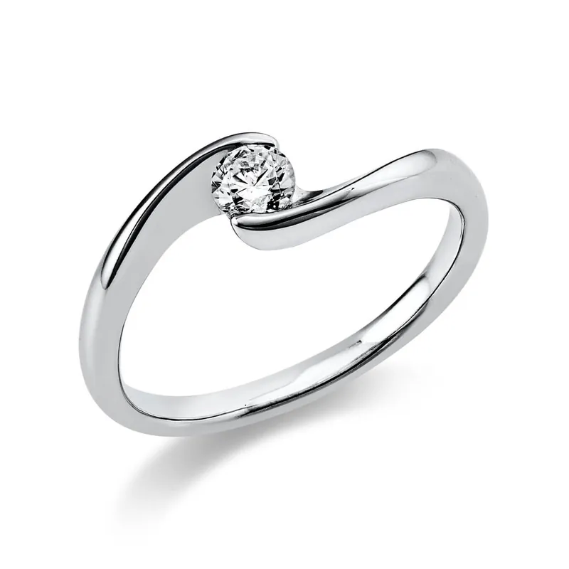 Weltweiter Versand Solitär Ring Damenring aus 950 Platin mit Diamant Brillant 0,20 Ct. B: 2,2mm