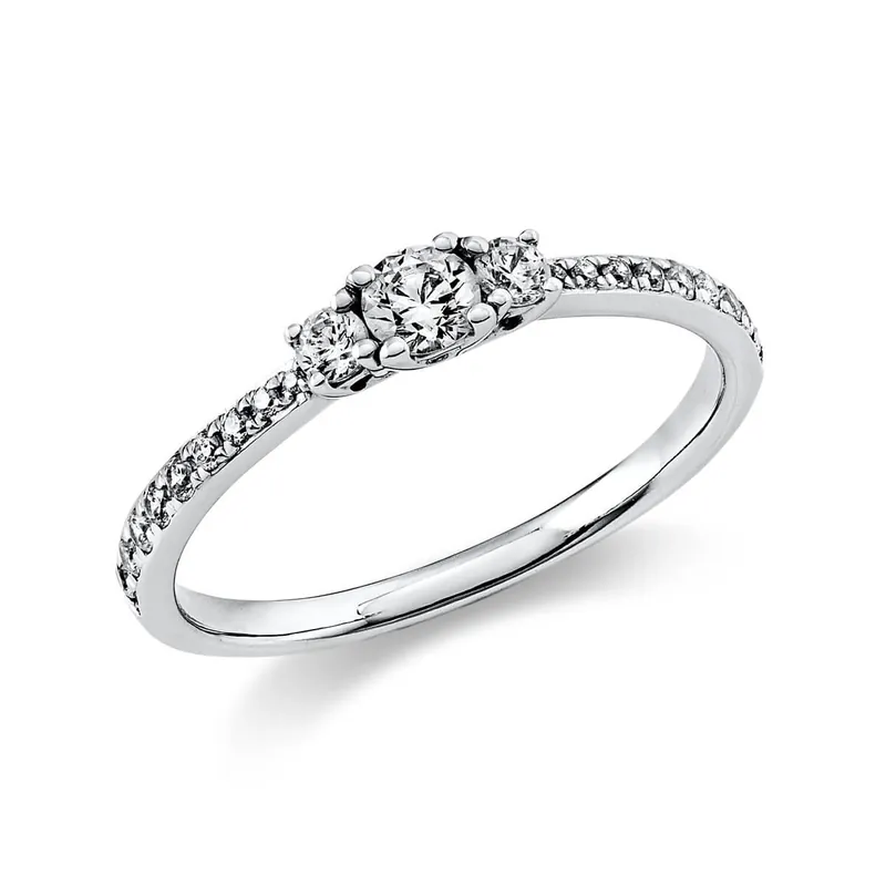 Versand Am Gleichen Tag Ring Damenring aus 950 Platin mit 21 Diamanten Brillanten 0,37 Ct. 4er-Krappe