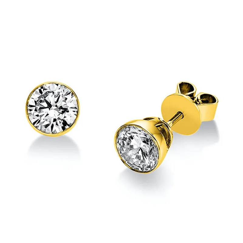 Weltweiter Versand Ohrstecker aus 750 Gold Gelbgold mit 2 Diamanten Brillanten 1,40 Ct. Zarge