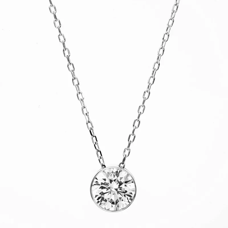 Versand Am Gleichen Tag Solitär Collier Kette aus 585 Gold Weißgold mit Brillant 0,70 Ct. L: 43cm