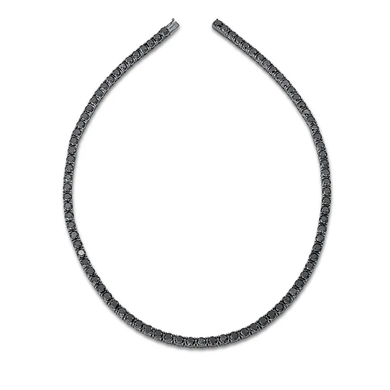 Geprüft Collier aus 750 Weißgold schwarz rhodiniert 88 Brillanten 33,5ct schwarz L:42cm