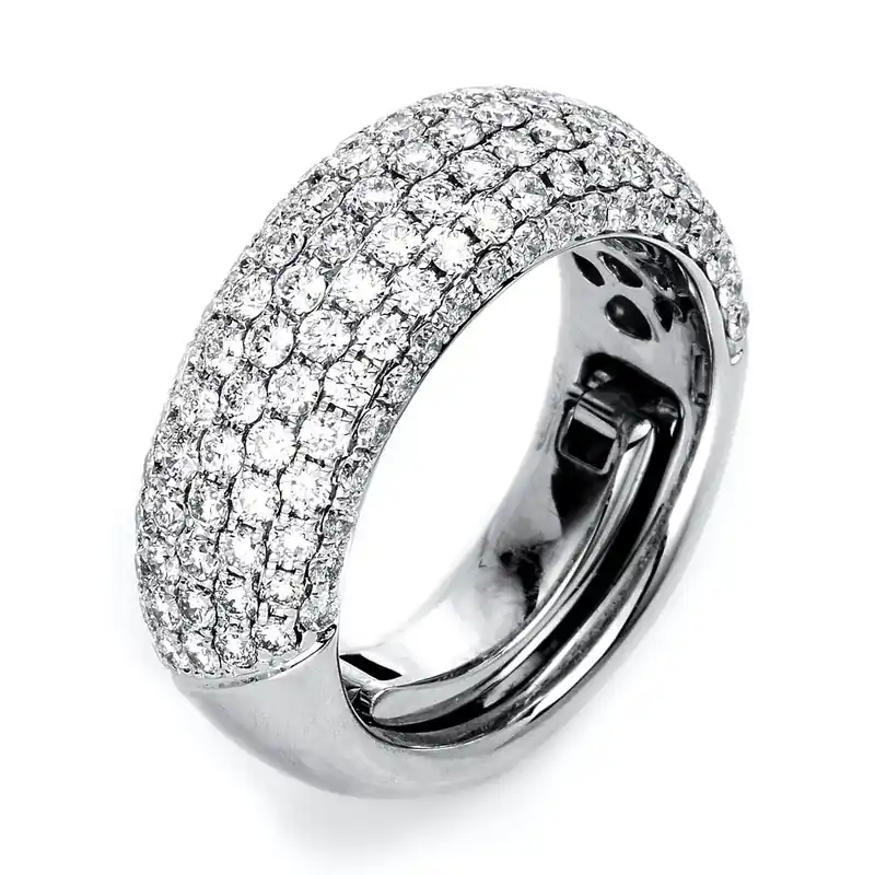 Zertifiziert Pavé Ring aus 750 Gold Weißgold 133 Brillanten 1,98ct TW-SI B:7,9mm