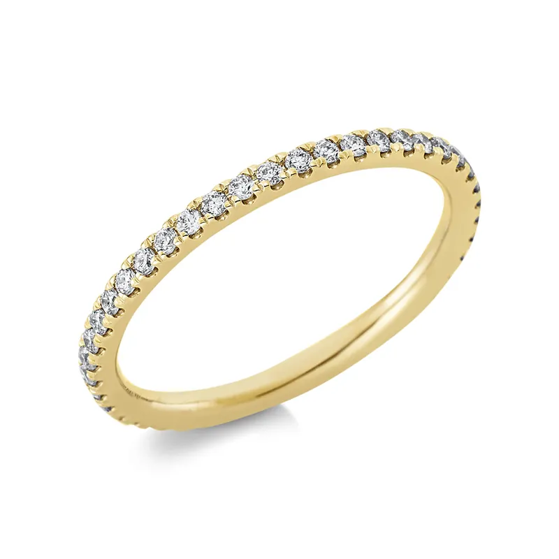 Zertifiziert Memoire Ring schmal aus 585 Gelbgold 40 Brillanten 0,37ct TW-SI B:1,7mm