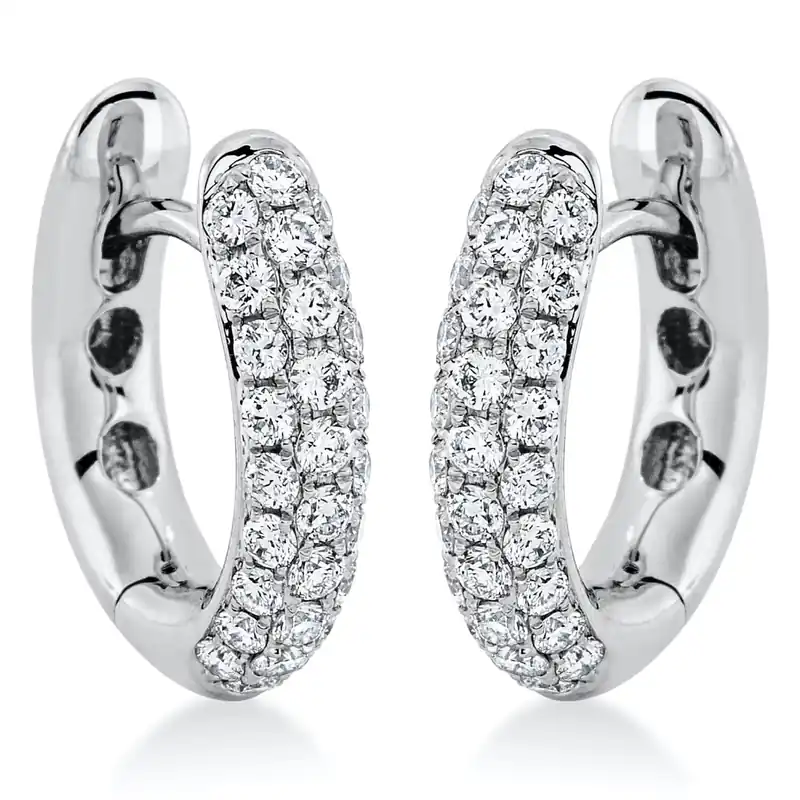 Weltweiter Versand Pavé Creolen aus 750 Gold Weißgold 56 Brillanten 0,55ct TW-VSI 14x3,2mm