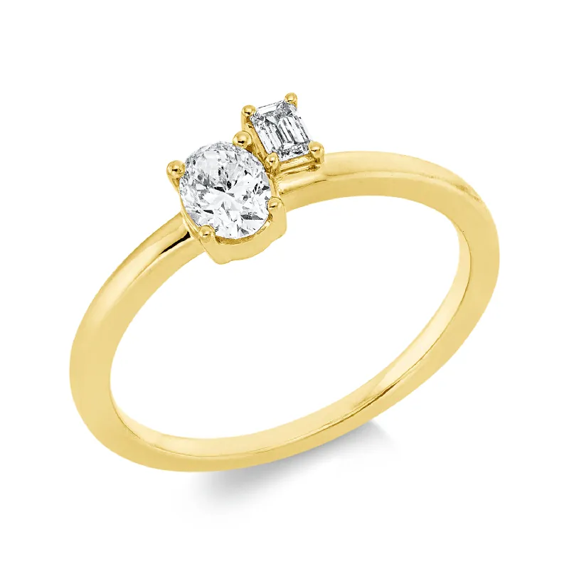 Versand Am Gleichen Tag Solitaire Ring aus 750 Gold Gelbgold 2 Diamanten 0,41ct TW-SI B:6,3mm