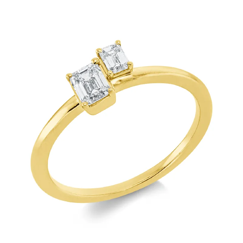 Weltweiter Versand Ring aus 750 Gold Gelbgold 2 Diamanten 0,43ct TW-SI B:5,7mm