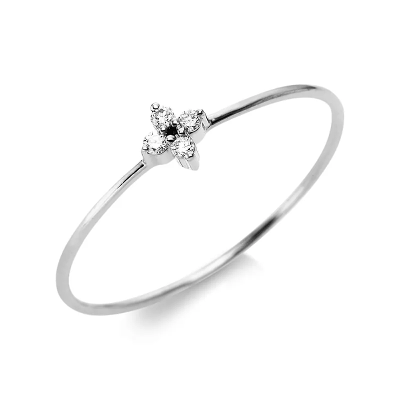 Zertifiziert Ring aus 750 Gold Weißgold 4 Brillanten 0,04ct TW-SI B:4,1mm