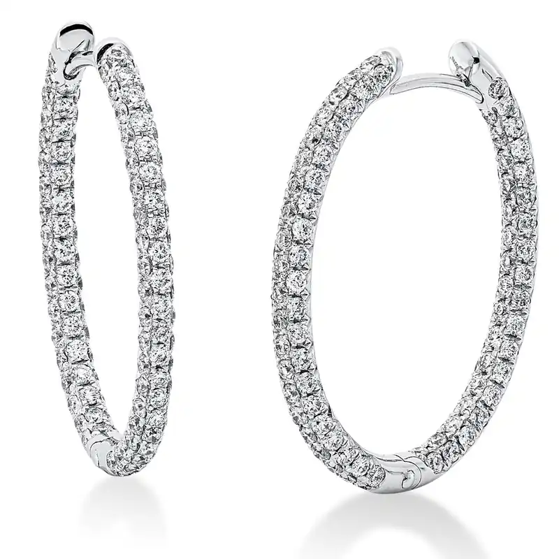 Versand Am Gleichen Tag Pavé Creolen aus 750 Weißgold 226 Brillanten 1,54ct TW-VSI 24,6x2,1mm