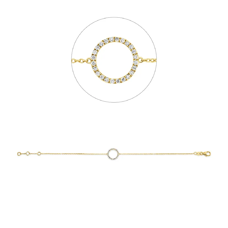 Wochenendangebot Armband Kreis aus 585 Gold Gelbgold 24 Brillanten 0,14ct TW-SI L:18cm