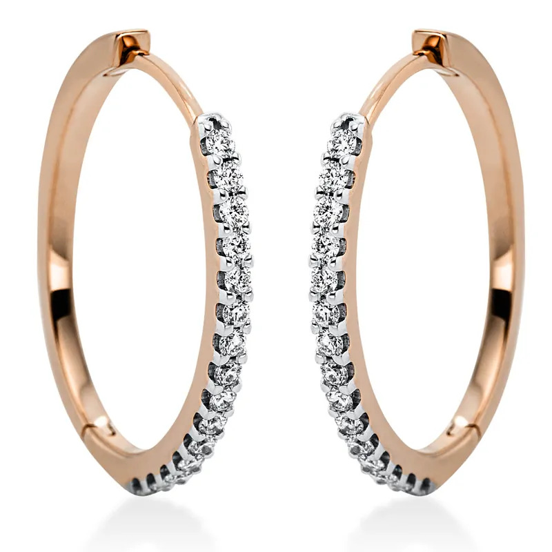 Zertifiziert Creolen aus 750 Gold weiß/rot 30 Brillanten 0,32ct TW-SI 20,6x1,5mm