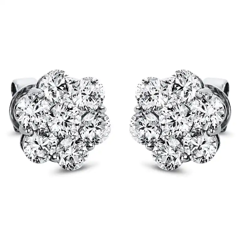 Zertifiziert Ohrstecker aus 750 Gold Weißgold 14 Brillanten 2,6ct TW-SI B:10,6mm