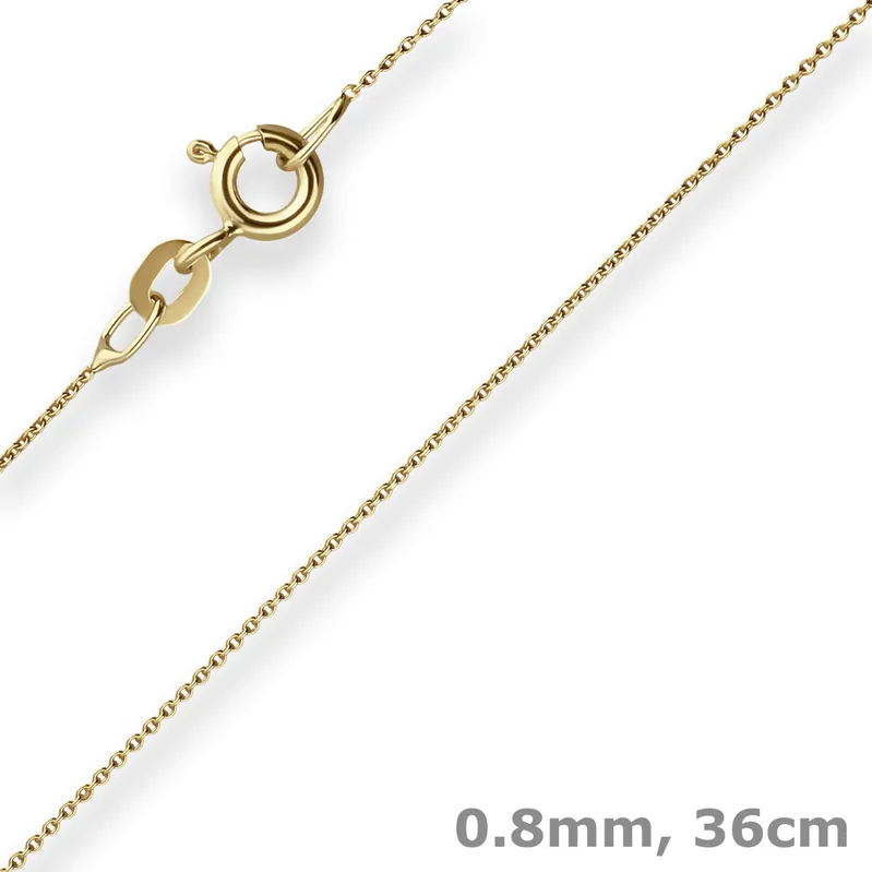 0,8mm Rund-Ankerkette Goldkette Collier Halskette aus 333 Gold Gelbgold 36cm Schneller Versand