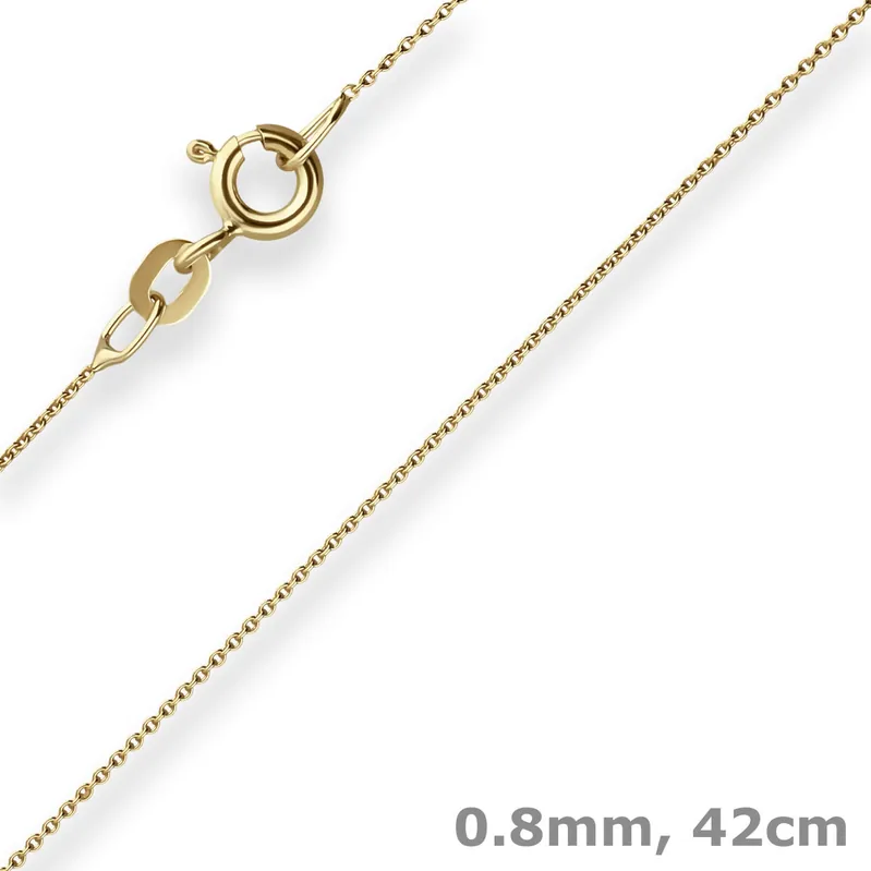 0,8mm Rund-Ankerkette Goldkette Collier Halskette aus 333 Gold Gelbgold 42cm Garantierte Lieferung