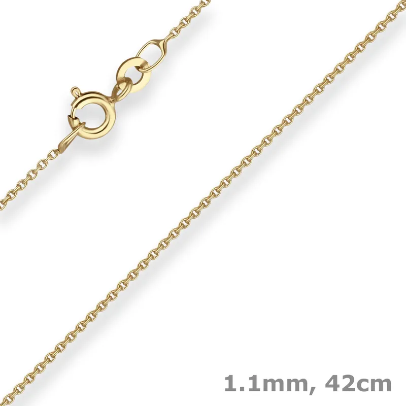 1,1mm Rund-Ankerkette Goldkette Collier Halskette aus 333 Gold Gelbgold 42cm Markenware
