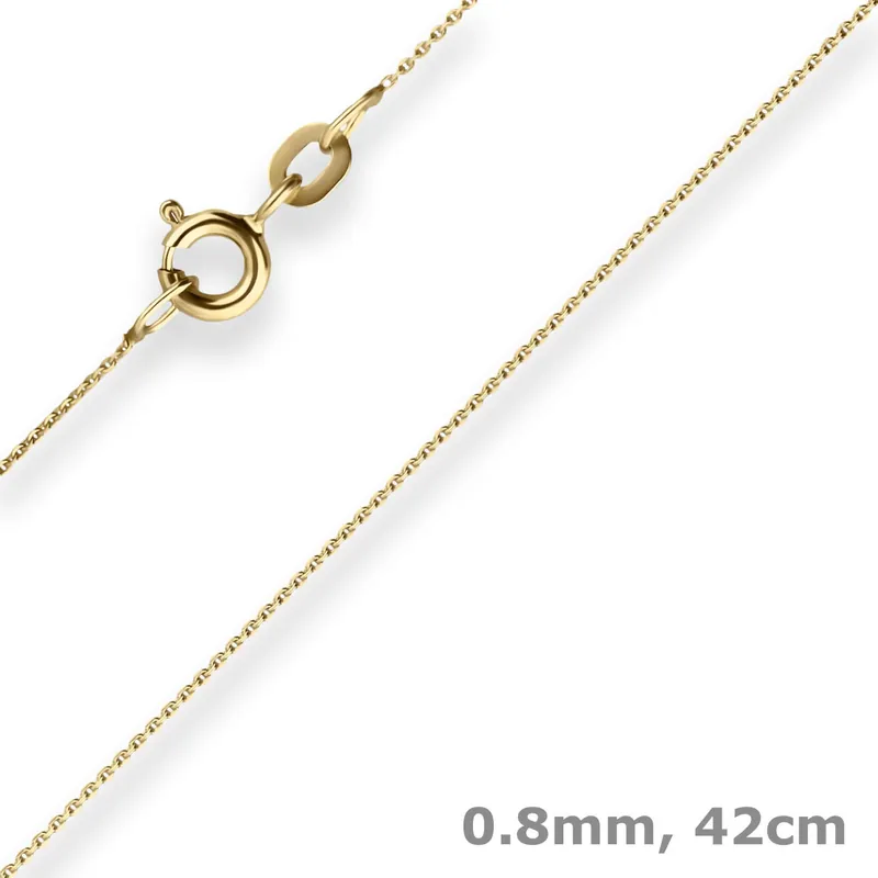 0,8mm Ankerkette flach Kette Collier aus 333 Gold Gelbgold 42cm mit Zwischenöse Solange Der Vorrat Reicht