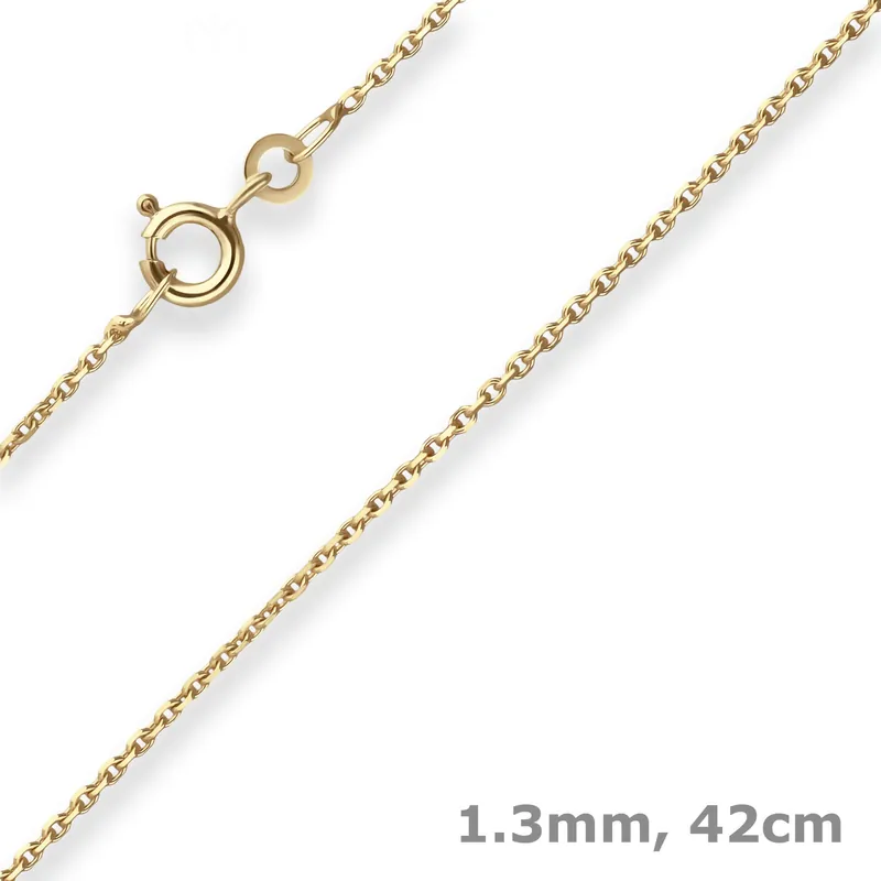 1,3mm Ankerkette diamantiert Kette Collier Halskette aus 333 Gold Gelbgold 42cm Geld-Zurück-Garantie