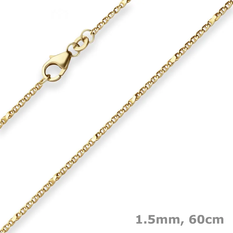1,5mm Panzerstegkette Goldkette Collier Halskette aus 333 Gold Gelbgold 60cm Highlight