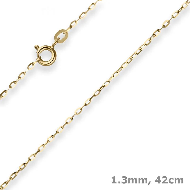 1,3mm Ankerkette flach Goldkette Collier Halskette aus 333 Gold Gelbgold 42cm Handgefertigt