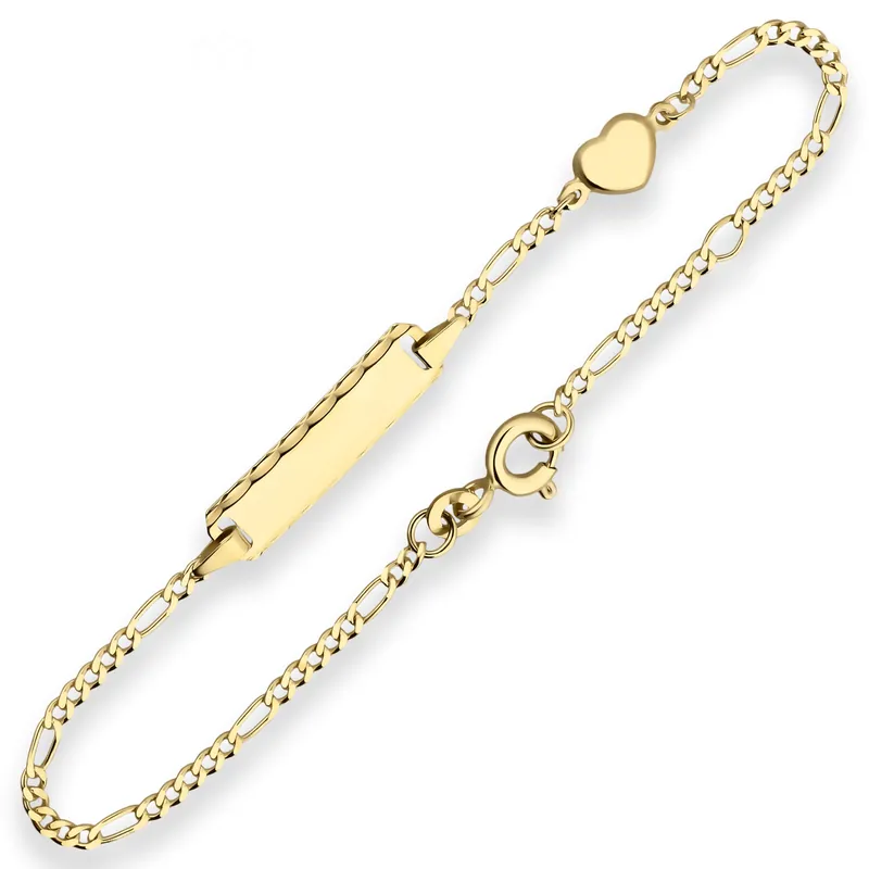 1,8mm Id-Armband Figarokette diamantiert Herz aus 333 Gold Gelbgold 16cm Solange Der Vorrat Reicht