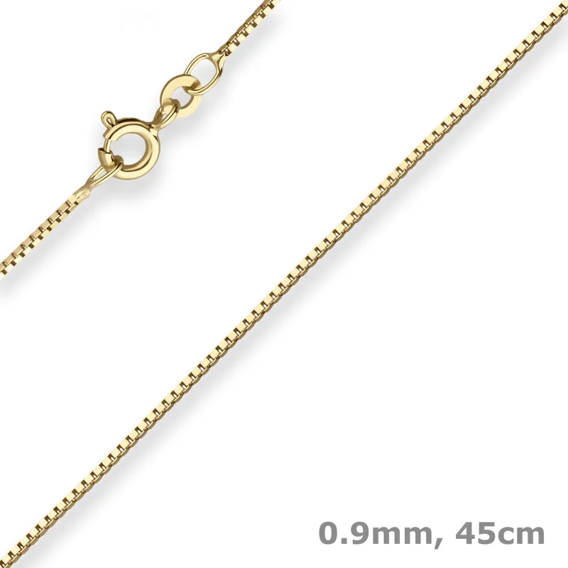 0,9mm Veneziakette Collier Halskette aus 333 Gold Gelbgold 45cm mit Zwischenöse Kostenfreie Lieferung