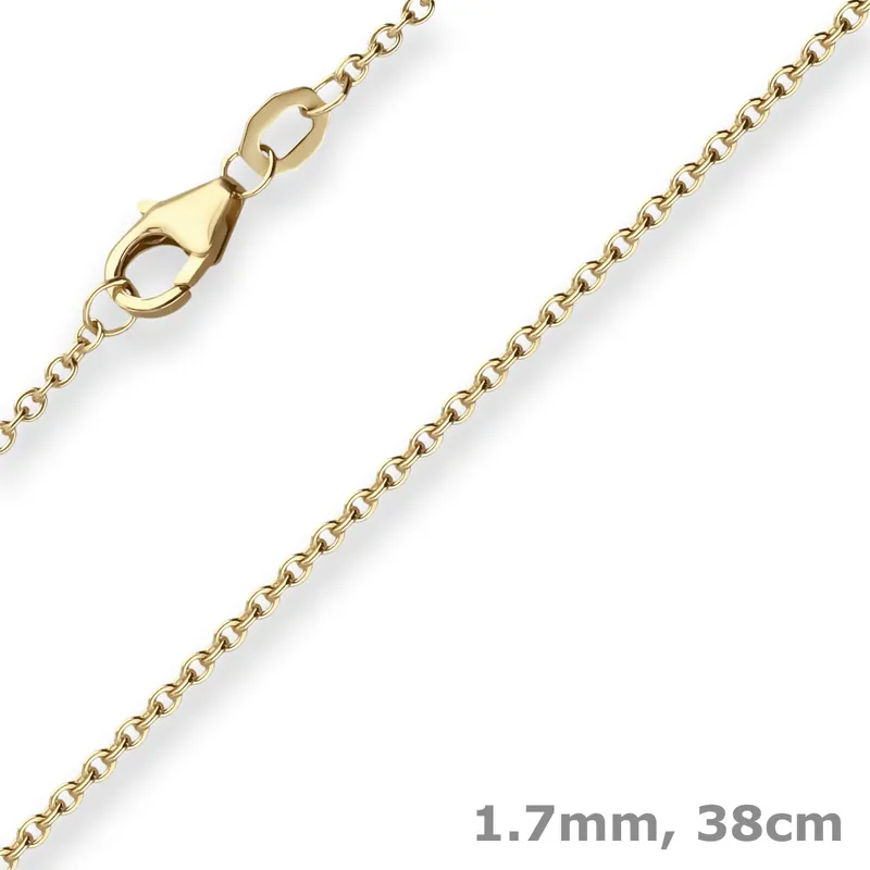 1,7mm Ankerkette flach Goldkette Collier Halskette aus 375 Gold Gelbgold 38cm Top-Preis