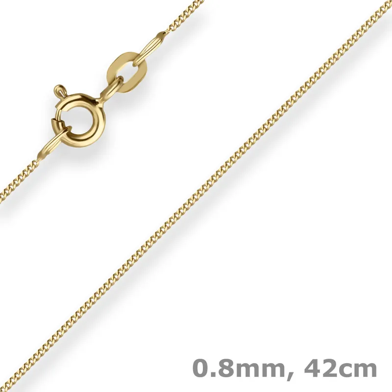 0,8mm Panzerkette Goldkette Collier Halskette aus 375 Gold Gelbgold 42cm Billig