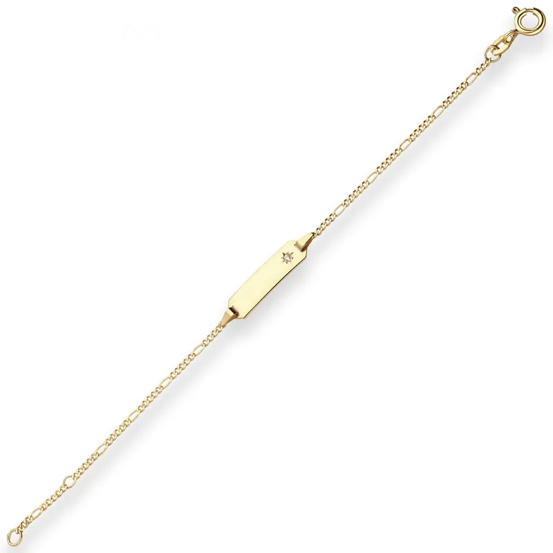 1,5mm Id-Armband Figarokette diamantiert Stern aus 375 Gold Gelbgold 14cm Aktuell